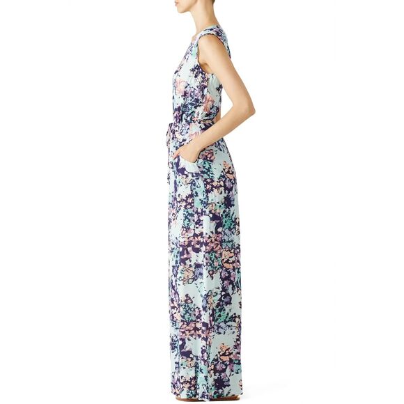 BCBGMaxAzria Light Blue Taren Chiffon Fairy Floral Cutout Maxi Dress, Size XS - Picture 3 of 8
